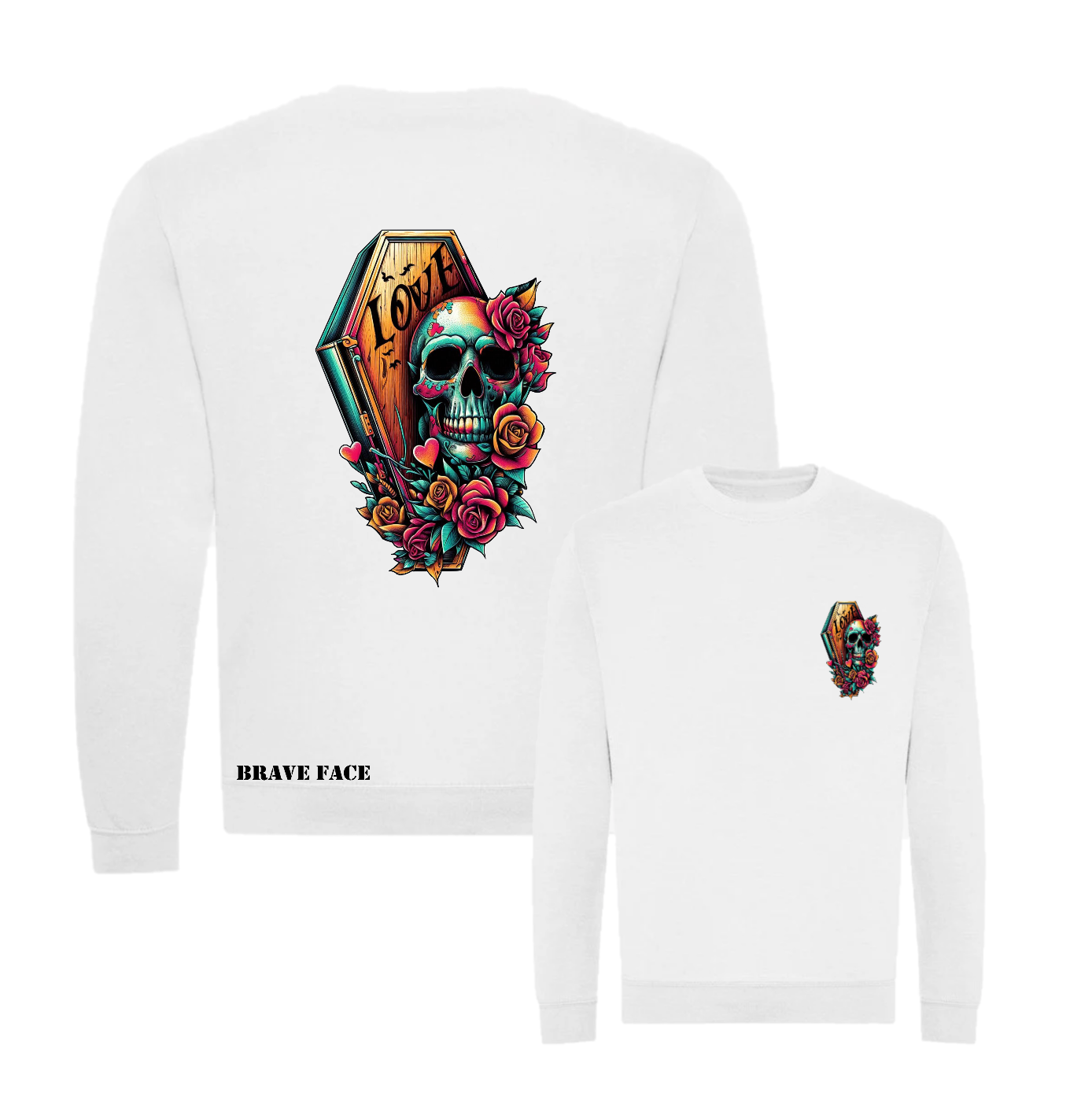 Brave Face Skull And Coffin Sweatshirt